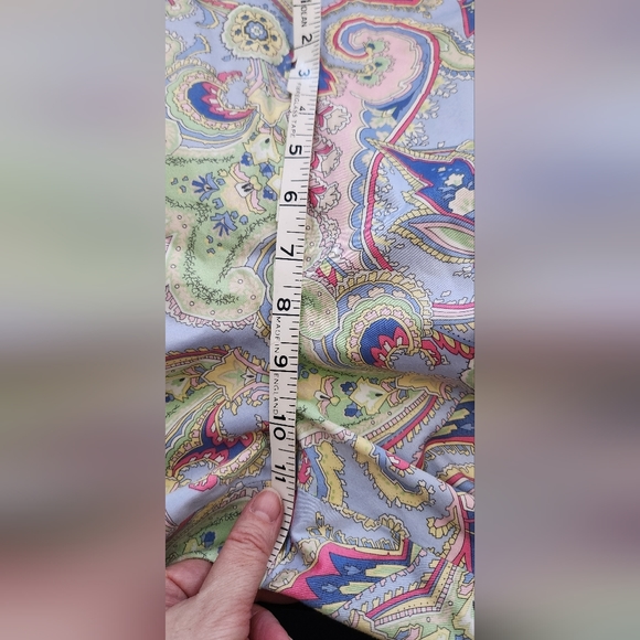 LRL RALPH LAUREN Women 16 Blue Yellow Pink Paisley Cotton Stretch Pants - Picture 6 of 8